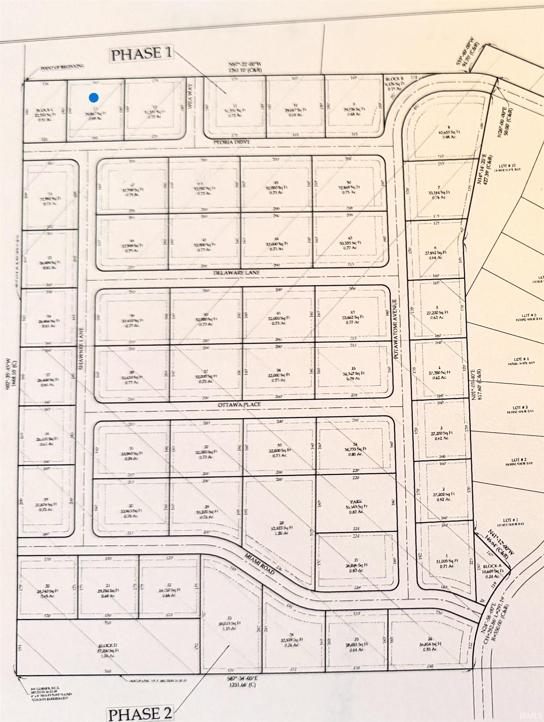 Map showing property parcels