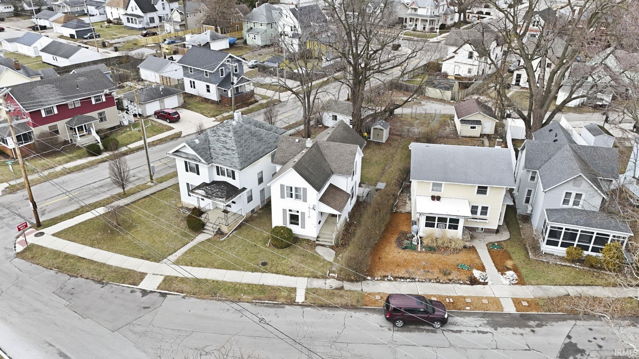 Aerial view of residential area