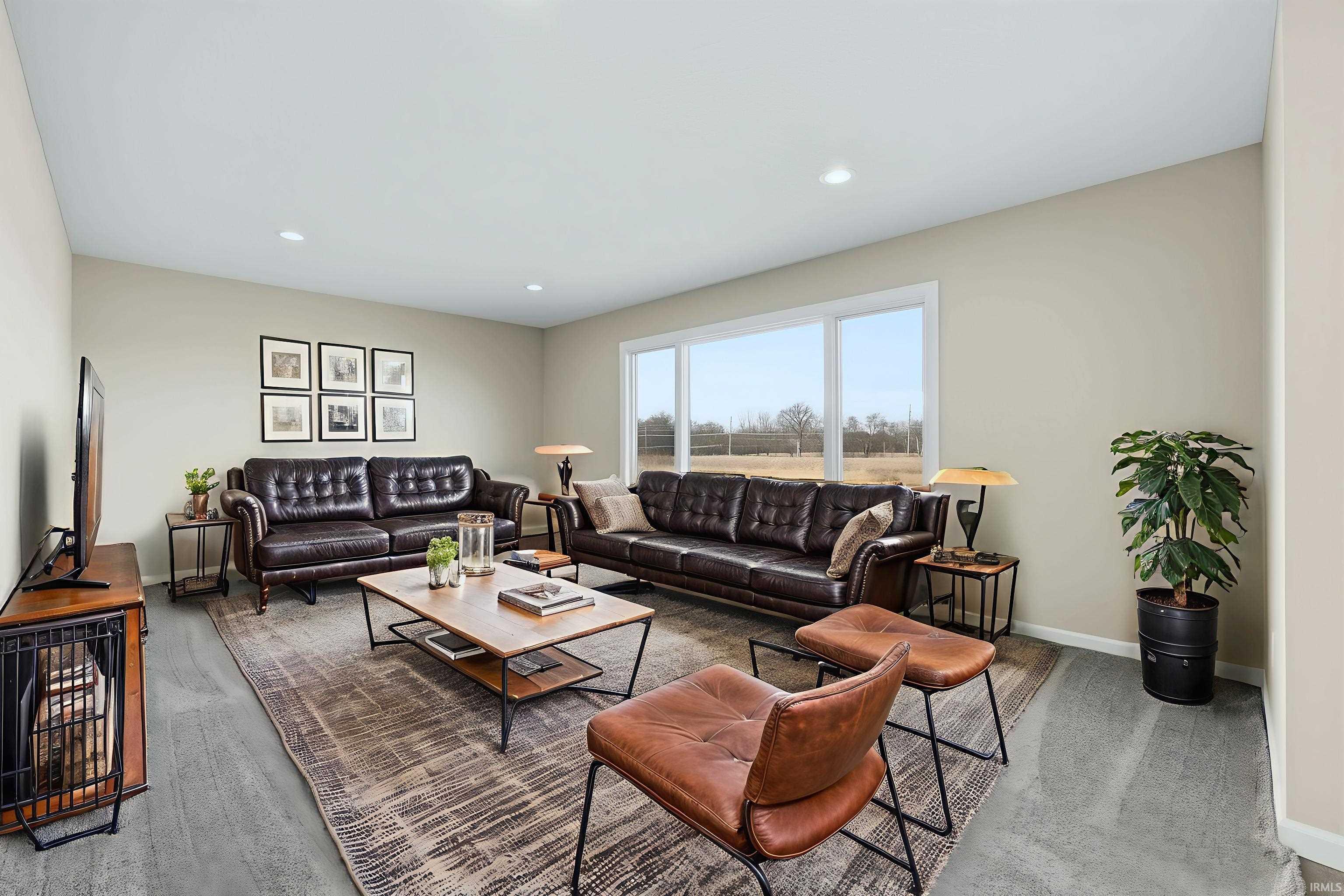 Living room with recessed lighting