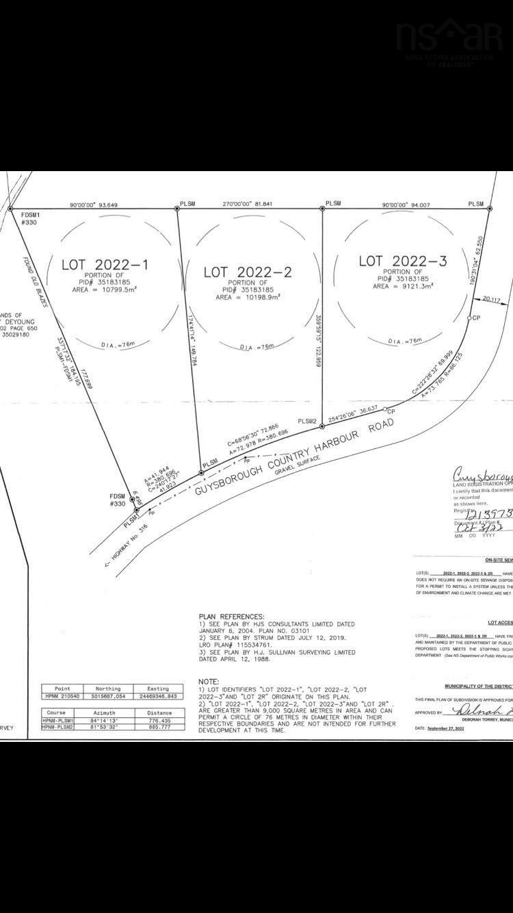 $22,000.00: Lot 2022-1 Country Harbour Road, Cross Roads Country Harbour