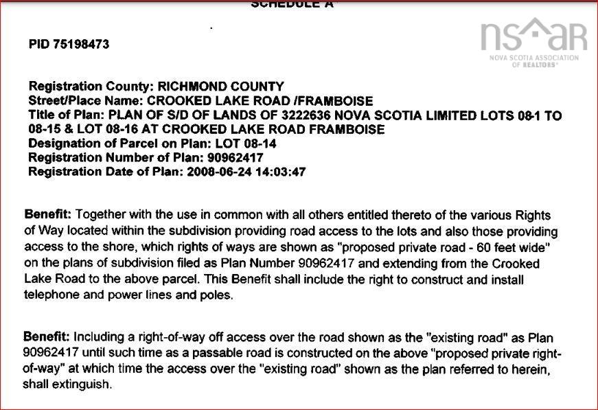 $68,900.00: Lot 08-14 Crooked Lake Road, Framboise