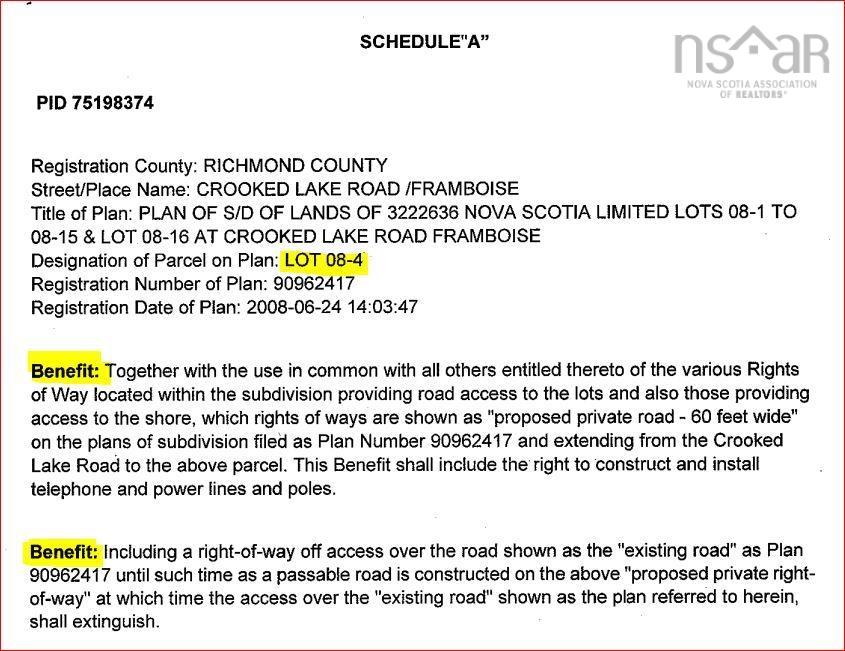 $54,500.00: Lot 08-4 Crooked Lake Road, Framboise